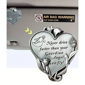 Visor Clip Never Drive Faster Than Your Guardian Angel Can Fly - Brand New
